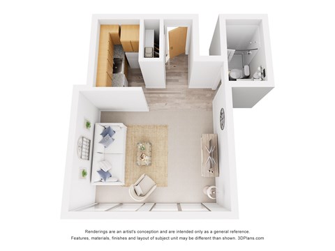 Floor plan for studio, 1 bath, 341 sqft